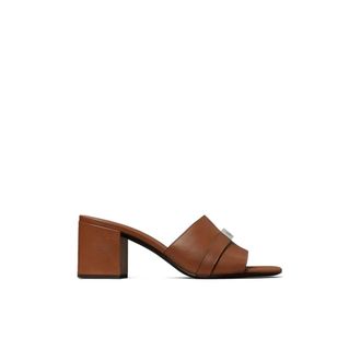 Tory Burch Heeled Mule - Dames - Muiltjes - Bruin - 39 1/2 EU - Leer - Schoenen