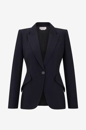 Alexander McQueen Taillierter Cr&ecirc;pe-Blazer mit betonten Schultern
