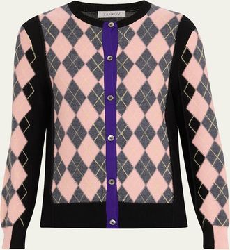 Zankov William Colorblock Argyle Cardigan