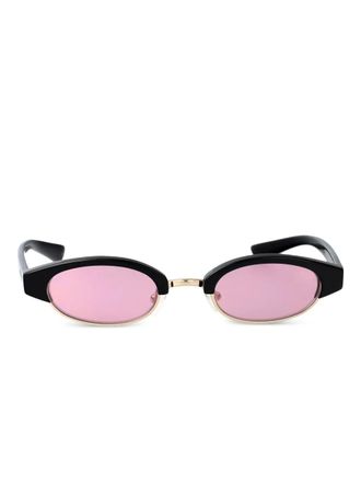 Alexander McQueen Eyewear AM0534S oval-frame sunglasses - unisex - Recycled Acetate - 48 - Black