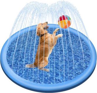OEM Piscina Peque&ntilde;a Para Ni&ntilde;os Y Mascotas, Piscina Inflable Para Perros De 100 Cm, Aspersor Plegable Y Reforzado Para Perros, Azul