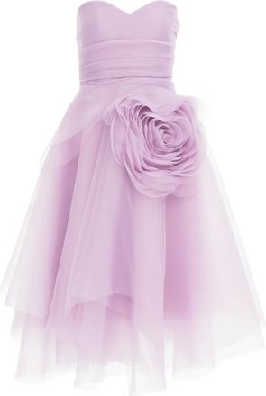 Ana Radu Abito senza spalline con applicazioni a fiori - Rosa