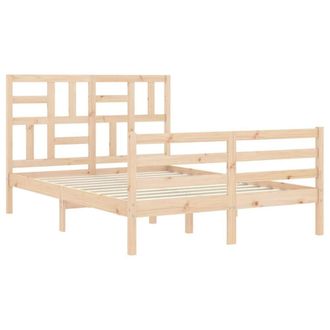 Berkfield Home Beautiful Bed Frame with Headboard 140x190 cm Solid Wood in Light Tan