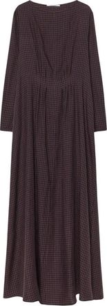 Pomandere Gingham Flanellen Jurk - Dames - Maxi kleedjes - Bruin - L - Kleedjes