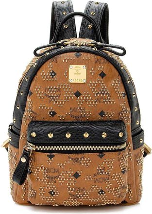 MCM Mcm Brown Visetos Mini Studded Backpack (Authentic Pre-Loved)