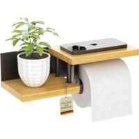 OEM Portarrollos De Papel Higi&eacute;nico De Bamb&uacute; Y Madera Para Montaje En Pared, Dispensador De Papel Higi&eacute;nico De Alta Calidad Con Estante, Portarrollos - Cr