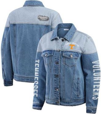 WEAR by Erin Andrews Womens WEAR by Erin Andrews Denim Tennessee Volunteers Sleeve Hit Colorblock Button-Down Denim Jacket at Nordstrom, Size X-Large