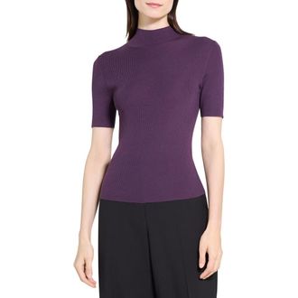 Theory Leenda Merino Wool Mock Neck Sweater in Black Iris at Nordstrom Rack, Size Petite