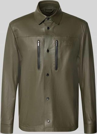 HUGO BOSS Regular Fit Lederjacke aus echtem Lammleder Modell LH_PS SPIRIT70 ST - Porsche x BOSS in Oliv, Gr&ouml;&szlig;e XXL