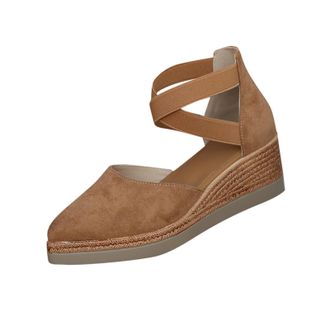 Generic Womens Wedge Sandals Casual Elastic Ankle Strap Sandals Closed Toe Solid Color Stylish Breathable Comfortable Slip On Shoes Summer Outdoor