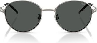 Diesel 52mm Round Sunglasses in Shiny Gun Metal /Dark Grey at Nordstrom
