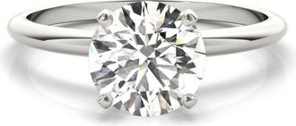 Grown Brilliance 1 Carat Round Lab Grown Solitaire Diamond Engagement Ring in 14K White Gold, J-K Color, I1-I2 Clarity, Gift Box Included