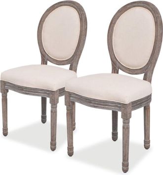 vidaXL Sedie da Pranzo 2 pz Crema in Tessuto - Vidaxl