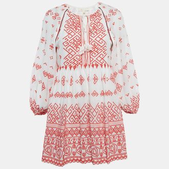 Maje White/red Embroidered Cotton Rolipa Mini Dress