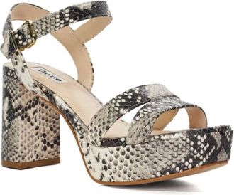 Dune London Molten Sandals Womens Natural Snake Print Block Heel HTAT1023