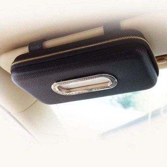 OEM Soporte Para Pa&ntilde;uelos De Coche, Soporte Para Servilletas De Parasol, Estuche De Lujo De Cuero Sint&eacute;tico Para Pa&ntilde;uelos De Asiento Trasero (negro)