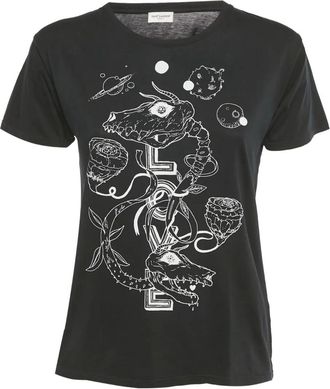 Saint Laurent T-shirt con stampa - Nero