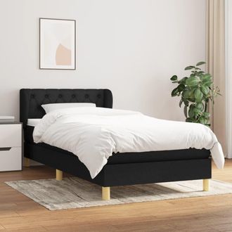 vidaXL Cama Box Spring Con Colch&oacute;n Tela Negro 80x200 Cm Vidaxl