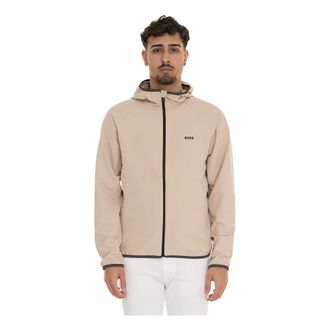 HUGO BOSS Hooded Harrington Jacket with Hidden Pockets - male - Boss - Light Jackets - Beige - 2XL - Jackets