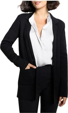 Nic+Zoe Petite Elegant Knit Blazer Womens Jacket Black Onyx : PM, Cotton/Polyester/Viscose