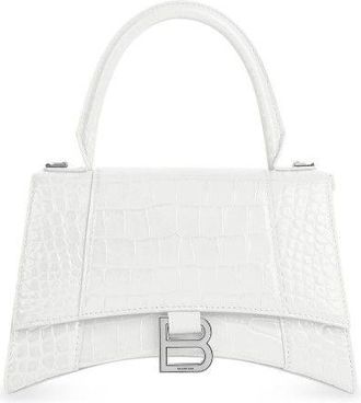 Balenciaga Small White Croc Embossed Hourglass Bag Size S