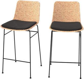 Rendez-Vous D&eacute;co Lote de 2 sillas para isla central de 66 cm material natural, negro