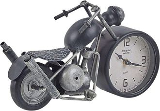 Beliani Reloj de mesa metal negro plateado con forma de motocicleta diseño vintage Berno