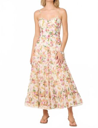 Astr Lianna Floral Bustier Maxi Dress In Beige
