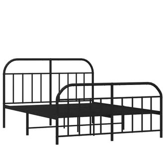 vidaXL Vidaxl - Estructura Cama Sin Colch&oacute;n Con Estribo Metal Negro 150x200 Cm