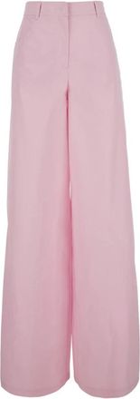 Msgm Popeline Broek - Dames - Wijde Broeken - Roze - XS - Katoen - Broeken