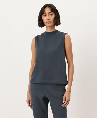 Pact Organic Cotton Airplane Mock Neck Shell in Steel Blue at Nordstrom, Size Xx-Large