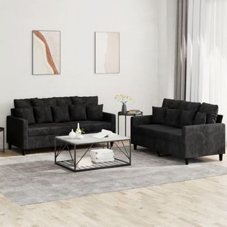 vidaXL Vidaxl - Set Di Divani 2 Pz Con Cuscini Nero In Velluto