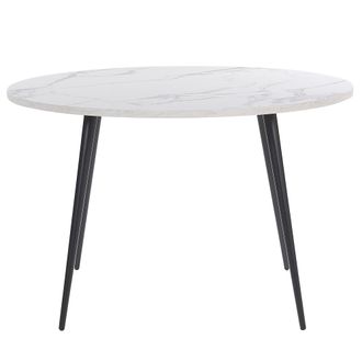 Beliani Beliani - Mesa De Comedor Con Tablero Efecto M&aacute;rmol Redonda Patas De Metal Negro 120 Cm Estilo Glamour Moderno Odeon