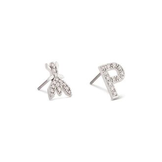 Patrizia Pepe Oorbellen van titanium-verguld messing - Dames - Oorbellen - Grijs - ONE Size - Accessoires