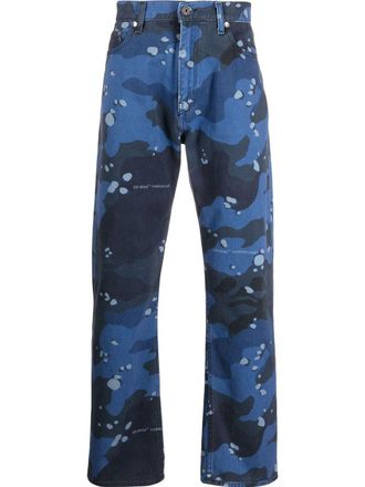 Off-white Jeans met camouflageprint - Blauw