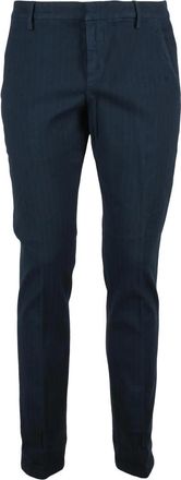 Dondup Blue Gaubert Textured Stretch Cotton Trousers