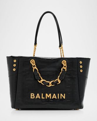 Balmain 1945 Soft Tote Bag in Monogram Leather