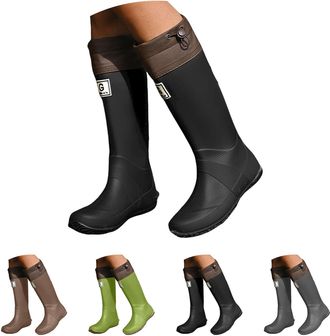 Generic Ladies Wellington Boots Knee High Boots Wide Fit Waterproof Stylish Gardening Wellington Boot Waterproof Antislip Wide Fit Wellies Lightweight Fashion