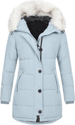 Generic Womens Puffer Jackets Warm Winter Coats for Women UK Padded Jackets with Hood and Faux Fur Collar Thick Parka with Zip and Pockets Windproof Outercoat