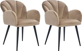 Vente-Unique Conjunto de 2 sillas con brazos de terciopelo y metal negro - Beige - LANSENA de Pascal Morabito