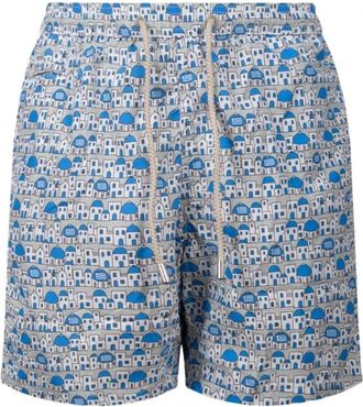 MC2 Saint Barth Zwemshorts met Grieks Dorp Print - Heren - Strandmode - Veelkleurig - S - Polyester - Badmode