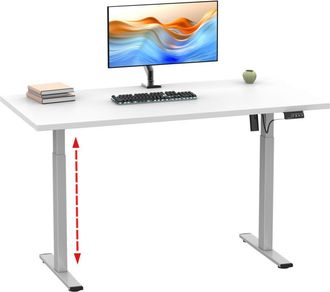 ebuy24 VCM Altezza regolabile Scrivania Infinito Altezza Elettrica Regolabile Lona 110x80 Nero (Argento / Bianco)