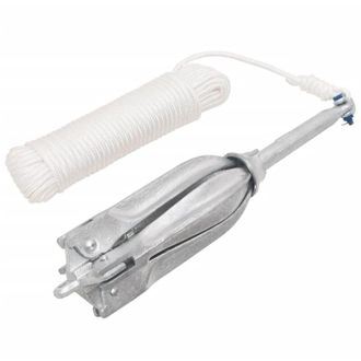 vidaXL Ancla Plegable Cuerda Hierro Fundido Galvanizado Plata 10 Kg Vidaxl
