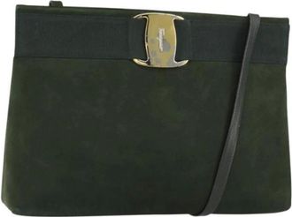 Ferragamo Pre-owned Cross Body Bags, female, Green, Size: ONE SIZE Pre-owned Suede Shoulder Bag