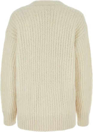 Ami Womens Ivory Alpaca Blend Cardigan Exterior: Wool Nylon Maglieria Sweater