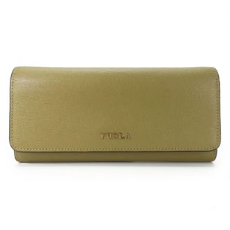 Furla Khaki Leather Long Wallet (Bi-Fold) (Pre-Owned)