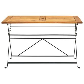 Berkfield Home Folding Garden Table 120x70x74 cm Solid Acacia Wood in Brown | Size: 120 x 70 x 74 cm