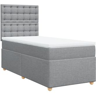 vidaXL Cama Box Spring Con Colch&oacute;n Tela Gris Claro 100x200 Cm Vidaxl