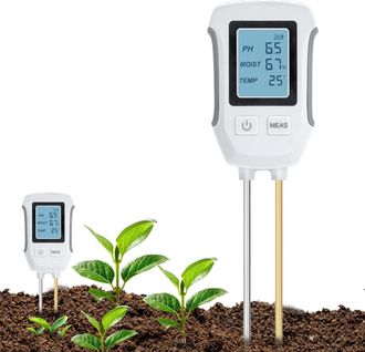 OEM Medidor De Ph Y Acidez Del Suelo 3 En 1 Con Medici&oacute;n De Temperatura Y Humedad, Pantalla Lcd Retroiluminada. Ideal Para Jardiner&iacute;a, Plantas En Maceta Y