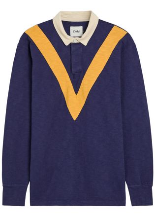 Drake's Drakes Panelled Cotton Rugby top - Navy - L